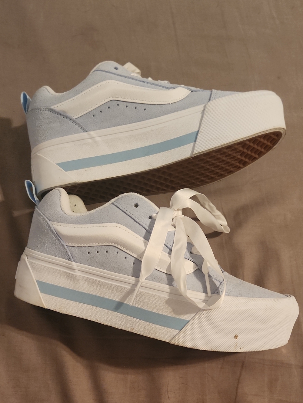 Vans Blue and White Platform Sneakers